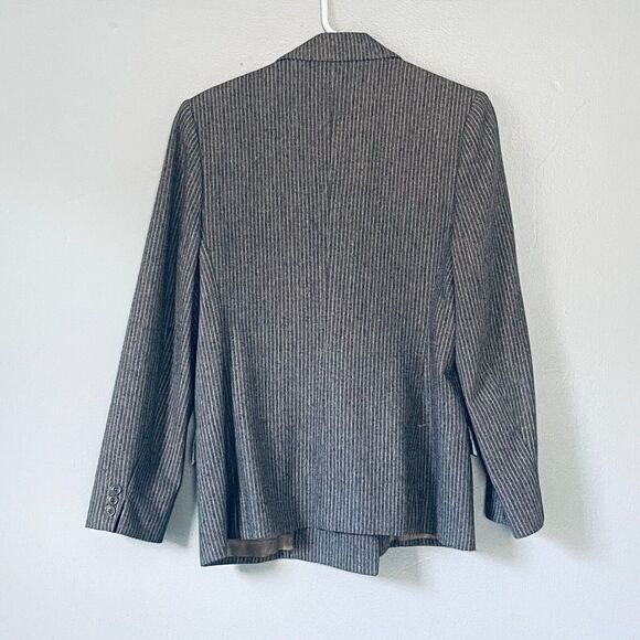Vintage JH Collectibles Blazer 10/12 Gray Pinstripe Double Breasted Wool Blend - Picture 2 of 6